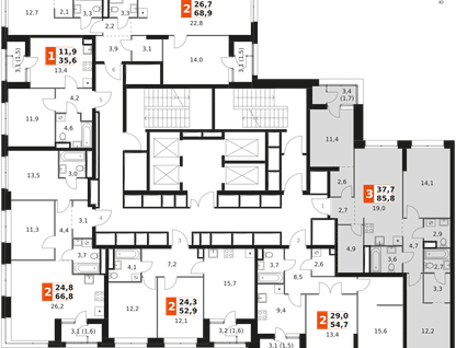 3-к. квартира, 85 м²