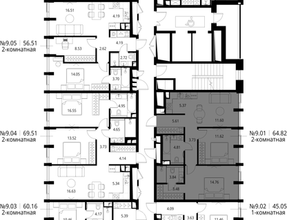 2-к. квартира, 64&nbsp;м²
