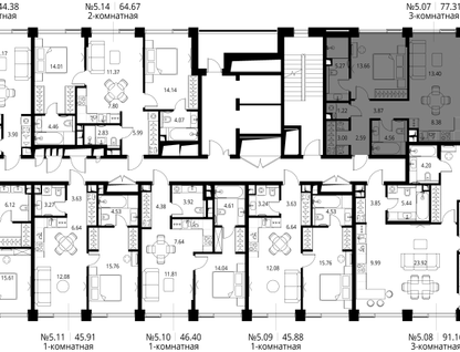 3-к. квартира, 77 м²