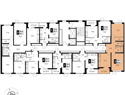 2-к. квартира, 60 м²