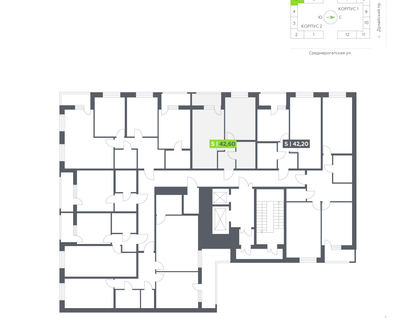 Студия, 42 м²