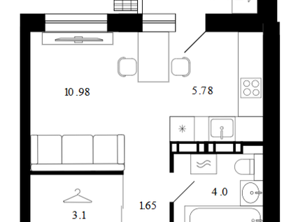 Студия, 28,5&nbsp;м²