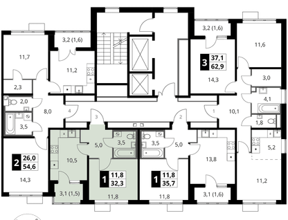 1-к. квартира, 32&nbsp;м²