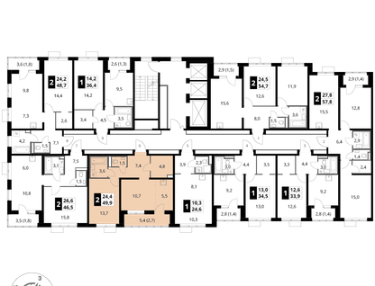 2-к. квартира, 49&nbsp;м²