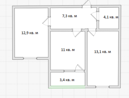 2-комнатная квартира, 50,1&nbsp;м²