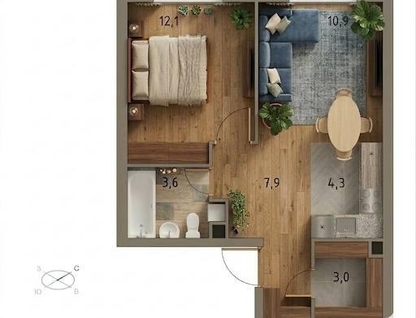 2-к. квартира, 41,8&nbsp;м²