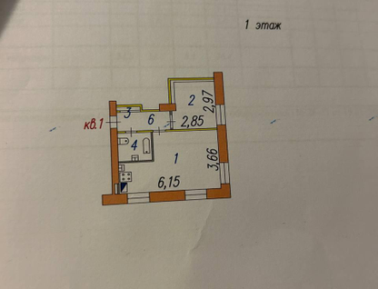 2-к. квартира, 34,5&nbsp;м²