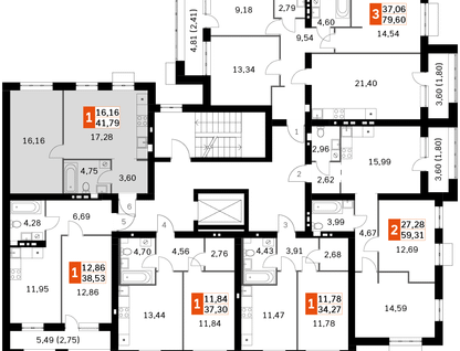 1-к. квартира, 41&nbsp;м²