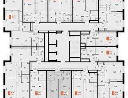 1-к. квартира, 40 м²