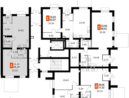 2-к. квартира, 66&nbsp;м²