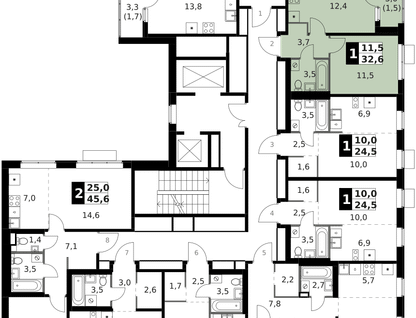 1-к. квартира, 32 м²