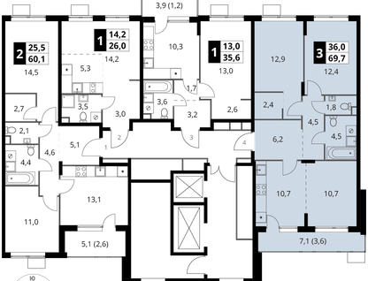3-к. квартира, 69 м²