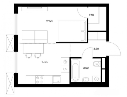 1-к. квартира, 32&nbsp;м²
