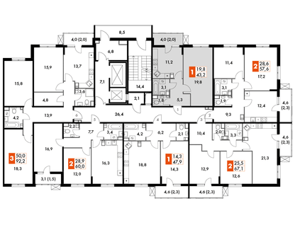 1-к. квартира, 43&nbsp;м²