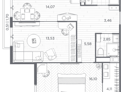 2-к. квартира, 64,5&nbsp;м²