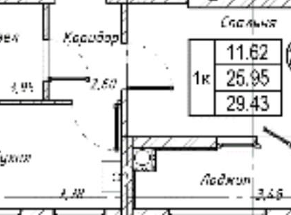 1-к. квартира, 29&nbsp;м²