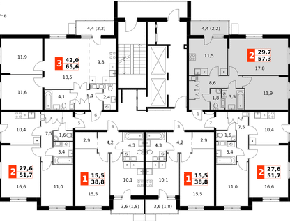 2-к. квартира, 57 м²