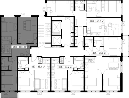 2-к. квартира, 58&nbsp;м²
