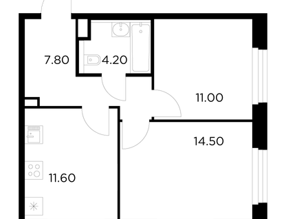 2-комнатная квартира, 49&nbsp;м²