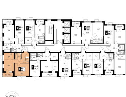 2-к. квартира, 46&nbsp;м²