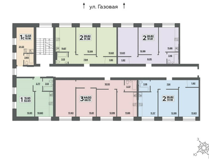 3-к. квартира, 68 м²