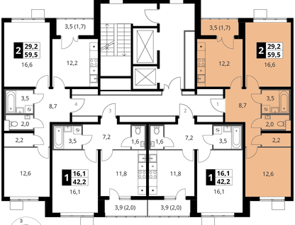 2-к. квартира, 59&nbsp;м²