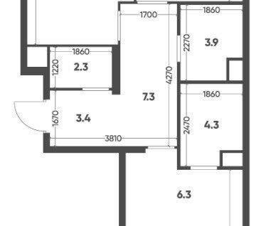2-к. квартира, 72,3&nbsp;м²