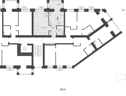 2-к. квартира, 44&nbsp;м²