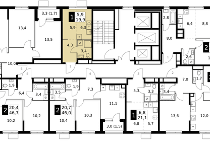 Студия, 19&nbsp;м²