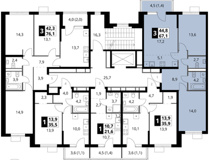 3-к. квартира, 67 м²