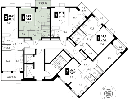 1-к. квартира, 34&nbsp;м²