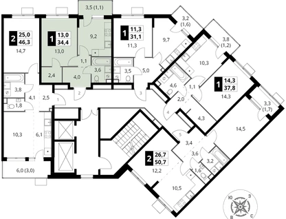 1-к. квартира, 34&nbsp;м²