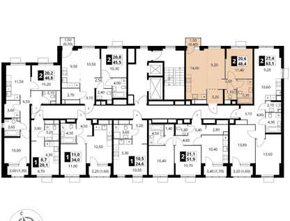 2-к. квартира, 48&nbsp;м²