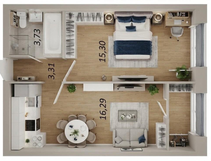1-к. квартира, 39,9 м²