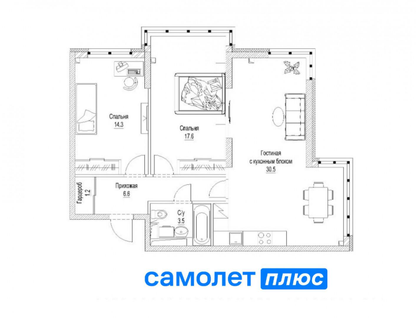 4-к. квартира, 76,6&nbsp;м²