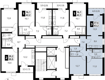 3-к. квартира, 63&nbsp;м²