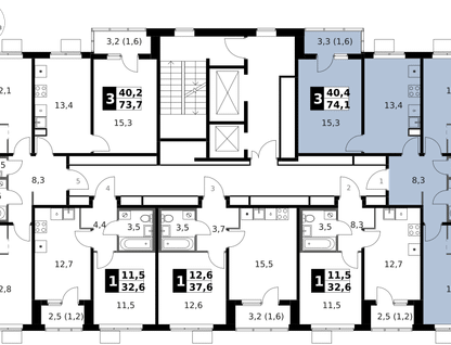 3-к. квартира, 74&nbsp;м²