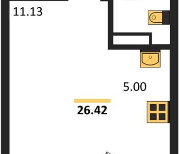 Студия, 26,4&nbsp;м²