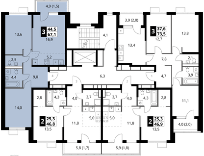 3-к. квартира, 67 м²