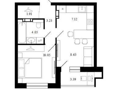 2-к. квартира, 38,4&nbsp;м²