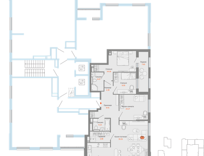 4-к. квартира, 105 м²