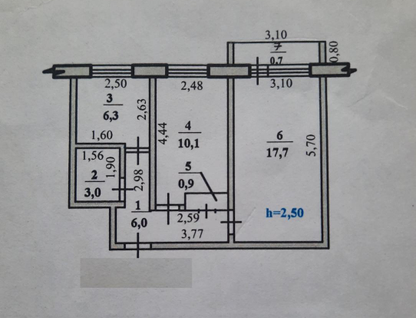 2-к. квартира, 44,7&nbsp;м²