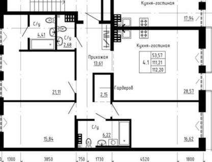 4-к. квартира, 111,2&nbsp;м²