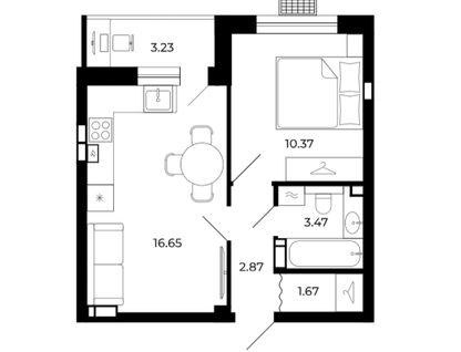 1-к. квартира, 37,7&nbsp;м²