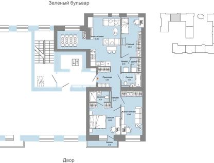 4-к. квартира, 92&nbsp;м²
