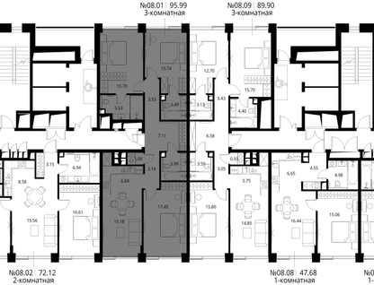 3-к. квартира, 95 м²