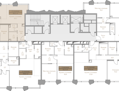 2-к. квартира, 89 м²