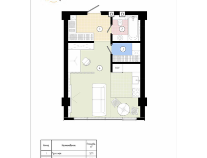 1-к. квартира, 37&nbsp;м²