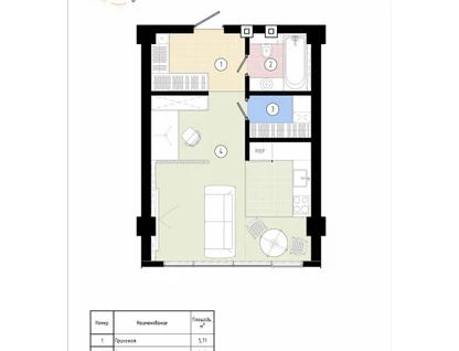 1-к. квартира, 37&nbsp;м²