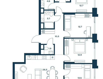 4-к. квартира, 107,2&nbsp;м²
